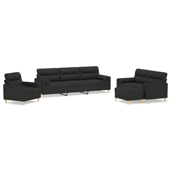 vidaXL Ensemble de canap&eacute;s 3 pcs coussins d&eacute;coratifs et coussins Noir