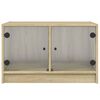 vidaXL Table basse avec portes en verre ch&ecirc;ne sonoma 68x50x42 cm