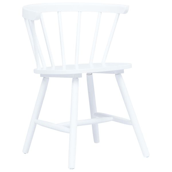 vidaXL Chaises &agrave; manger lot de 4 blanc bois d'h&eacute;v&eacute;a massif