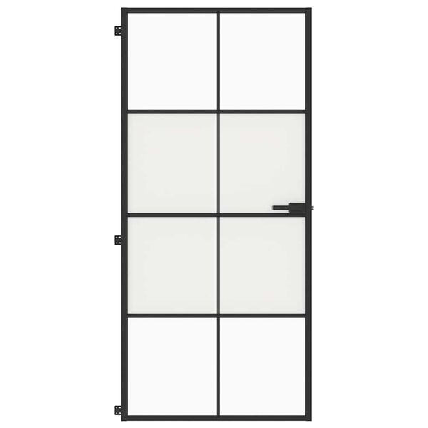 vidaXL Porte int&eacute;rieure mince noir 93x201,5 cm verre tremp&eacute; aluminium