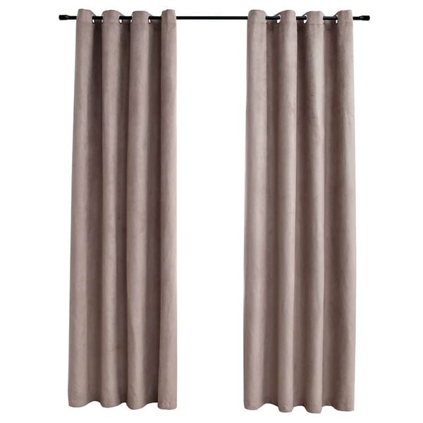 vidaXL Rideaux occultants avec anneaux en métal 2 pcs Taupe 140x175 cm