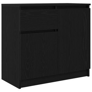 vidaXL Buffet avec tiroir ch&ecirc;ne noir 71x35x65 cm bois d'ing&eacute;nierie