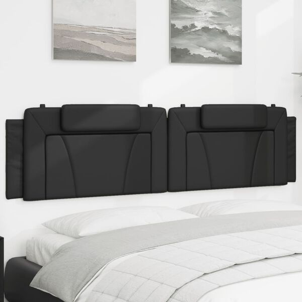 vidaXL Coussin de t&ecirc;te de lit Viana noir 200 cm similicuir