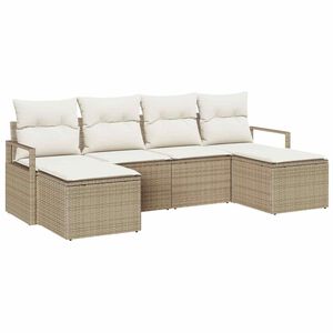 vidaXL Ensemble de Canap&eacute;s 6 pc Beige et cr&egrave;me polyrotin