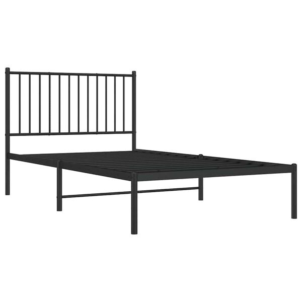 vidaXL Cadre de lit m&eacute;tal sans matelas avec t&ecirc;te de lit noir 100x190cm