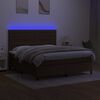 vidaXL Sommier &agrave; lattes de lit matelas et LED Marron fonc&eacute; 180x200 cm