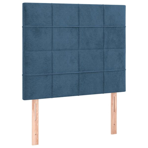 vidaXL T&ecirc;te de lit &agrave; LED Bleu fonc&eacute; 90x5x118/128 cm Velours