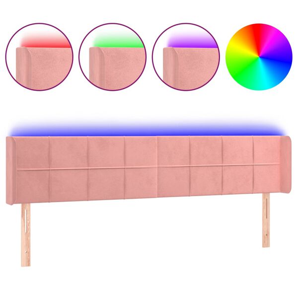 vidaXL T&ecirc;te de lit &agrave; LED Rose 163x16x78/88 cm Velours