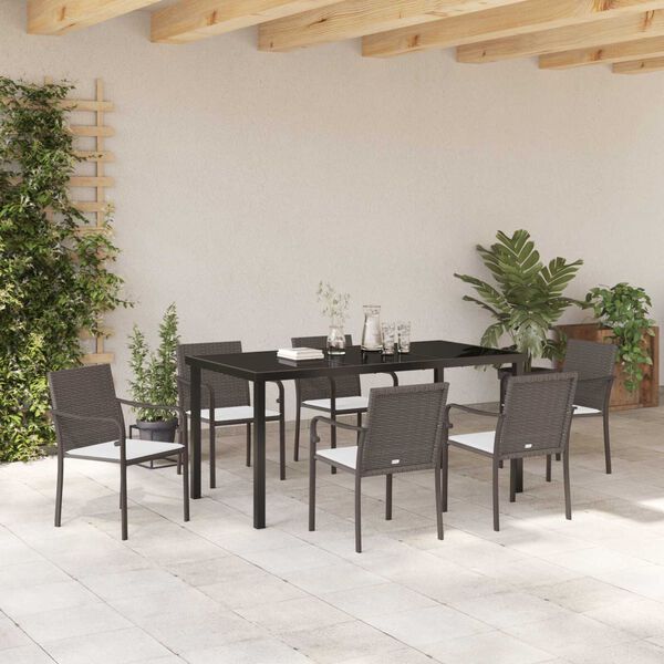 vidaXL Ensemble de salle à manger pour jardin 7 pcs Marron Poly rotin