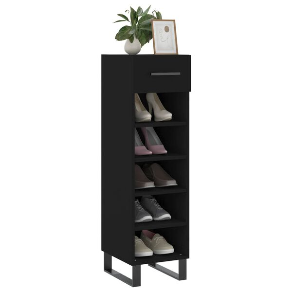 vidaXL Armoire &agrave; chaussures noir 30x35x105 cm bois d'ing&eacute;nierie