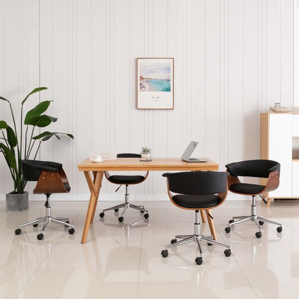 vidaXL Chaises pivotantes &agrave; manger lot de 4 Noir Similicuir