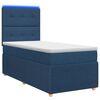 vidaXL Lit boxspring LED avec matelas Bleu 100 x 200 cm Tissu