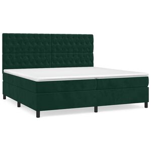 vidaXL Sommier &agrave; lattes de lit et matelas Vert fonc&eacute; 200x200cm Velours
