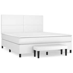 vidaXL Sommier &agrave; lattes de lit avec matelas Blanc 180x200cm Similicuir