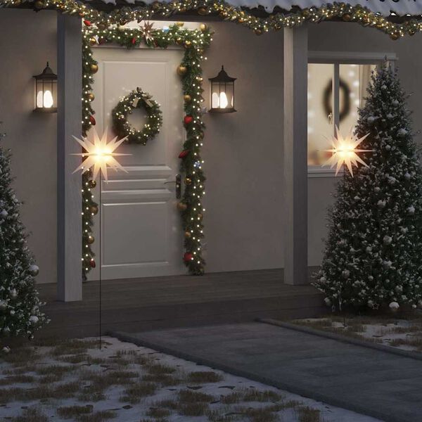vidaXL Lumi&egrave;res de No&euml;l avec piquets 3 pcs LED pliable blanc 57 cm