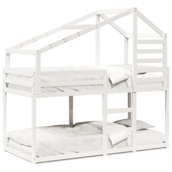 vidaXL Lit superpos&eacute; sans matelas blanc 90x190 cm bois de pin massif