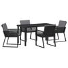 vidaXL Ensemble de salle &agrave; manger pour jardin 5 pc Noir
