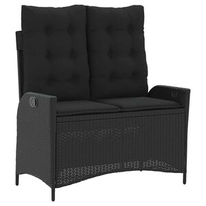 vidaXL Banc inclinable de jardin avec coussins noir r&eacute;sine tress&eacute;e