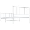vidaXL Cadre de lit m&eacute;tal sans matelas avec pied de lit blanc 90x200cm