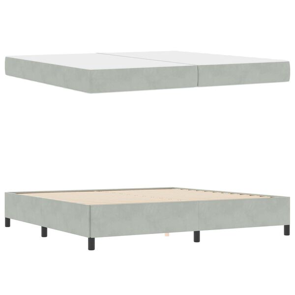 vidaXL Cadre de lit avec matelas Gris clair 200 x 200 cm tissu