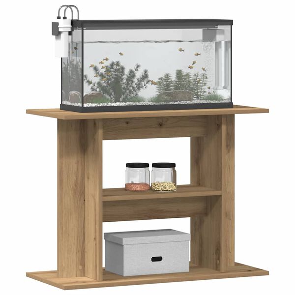 vidaXL Support d'aquarium Ch&ecirc;ne artisanal 80x35x60 cm Bois d'ing&eacute;nierie