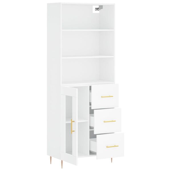 vidaXL Buffet haut Blanc 69,5x34x180 cm Bois d'ing&eacute;nierie