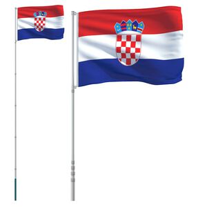 vidaXL Drapeau de la Croatie et m&acirc;t 5,5 m Aluminium