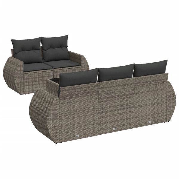 vidaXL Salon de jardin 6 pcs avec coussins gris r&eacute;sine tress&eacute;e