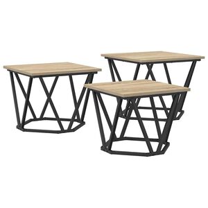 vidaXL Table basse 3 pcs Ch&ecirc;ne Sonoma Bois d'ing&eacute;nierie et acier