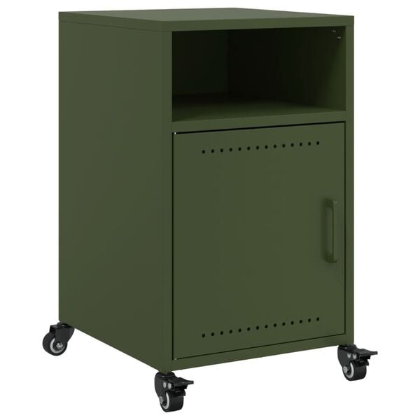 vidaXL Table de chevet vert olive 36x39x59 cm acier
