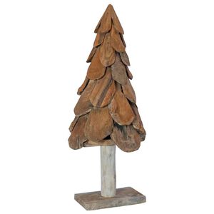 vidaXL Sapin de Noël avec support Marron 90 cm Bois de teck solide