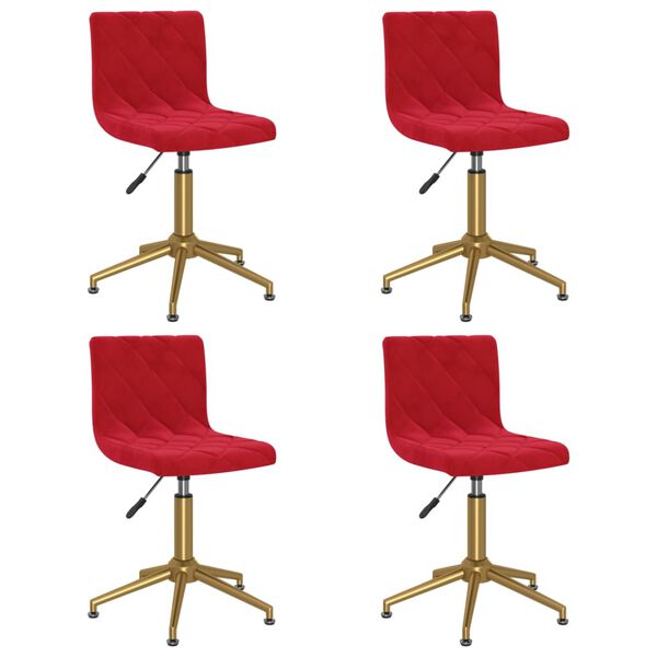 vidaXL Chaises &agrave; manger pivotantes lot de 4 rouge bordeaux velours