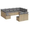 vidaXL Salon de jardin 11 pcs avec coussins beige r&eacute;sine tress&eacute;e