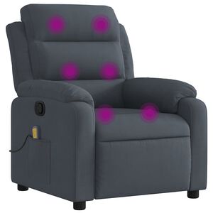 vidaXL Fauteuil de massage inclinable gris fonc&eacute; velours