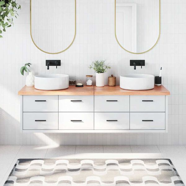 vidaXL Comptoir de salle de bain marron 180x60x(2-4) cm bois trait&eacute;