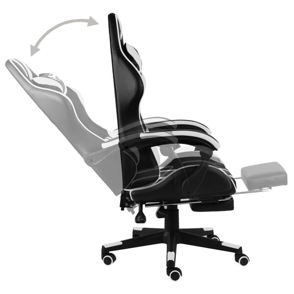 vidaXL Fauteuil de jeux vidéo et repose-pied Noir et blanc Similicuir