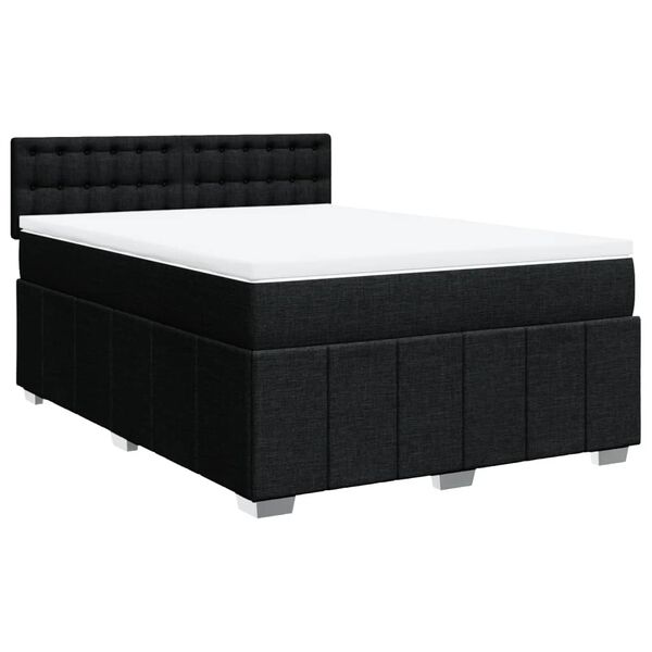 vidaXL Sommier &agrave; lattes de lit avec matelas Noir 160x200 cm Tissu
