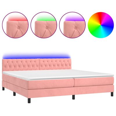 vidaXL Sommier à lattes de lit avec matelas et LED Rose 200x200 cm