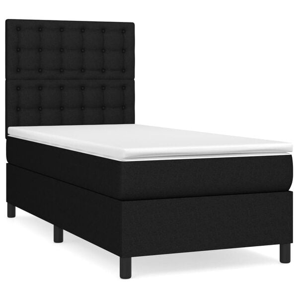 vidaXL Sommier &agrave; lattes de lit avec matelas Noir 100x200 cm Tissu