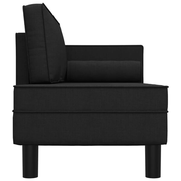 vidaXL Chaise longue avec coussins et traversin noir tissu