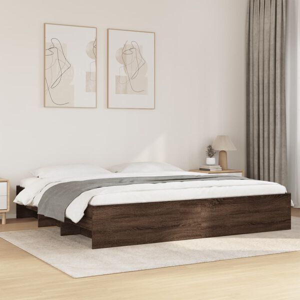 vidaXL Cadre de lit sans matelas ch&ecirc;ne marron 200x200 cm