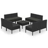 vidaXL Salon de jardin 9 pcs avec coussins R&eacute;sine tress&eacute;e Noir