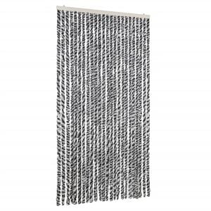 vidaXL Rideau anti-mouches gris et noir et blanc 100x200 cm chenille