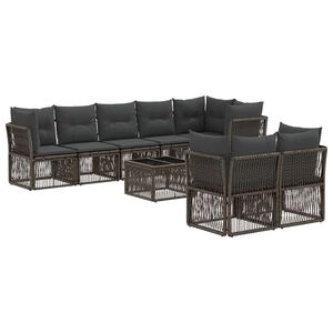 vidaXL Ensemble de canap&eacute; de jardin 9 pc Gris polyrotin