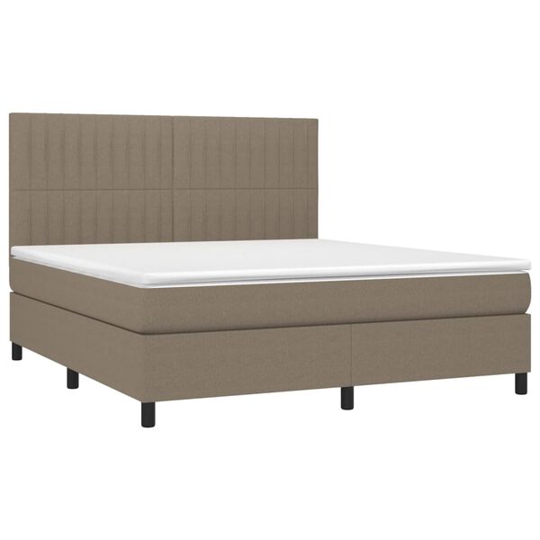 vidaXL Sommier &agrave; lattes de lit et matelas et LED Taupe 160x200cm Tissu