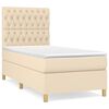 vidaXL Sommier &agrave; lattes de lit et matelas Cr&egrave;me 90x190 cm Tissu
