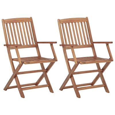 vidaXL Chaises pliables de jardin lot de 2 avec coussins Bois d'acacia