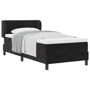 vidaXL Lit &agrave; ressorts avec matelas Noir 90 x 190 cm Velours