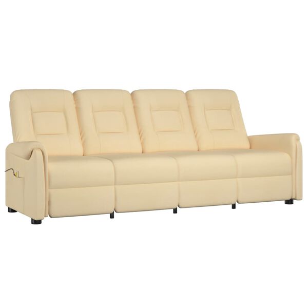 vidaXL Fauteuil de massage inclinable 4 places cr&egrave;me tissu microfibre