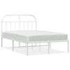 vidaXL Cadre de lit m&eacute;tal sans matelas et t&ecirc;te de lit blanc 135x190 cm